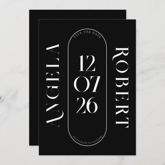 Save The Date Elegant Chic Mariage Date (Devant / Derrière)