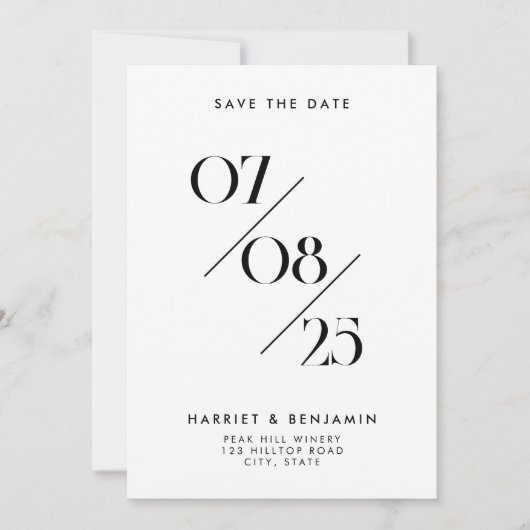 Save The Date Elegant Chic Mariage Date Non Photo Enregistrer la (Devant)