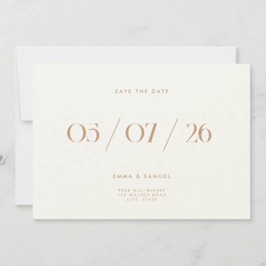 Save The Date Elegant Chic Mariage Ivory Non Photo Enregistrer l (Devant)
