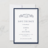 Save The Date Élégant & Chic mariage monogramme de crête botaniq (Devant)