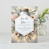 Save The Date Élégant Chic Mason Jar Mariage (Debout devant)