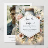 Save The Date Élégant Chic Mason Jar Mariage (Devant / Derrière)
