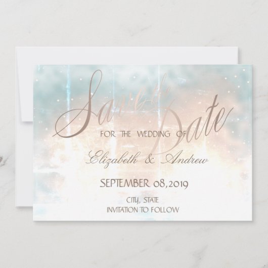 Save The Date Élégant Chic Rose Gold Cœur Mariage Enregistrer la (Devant)