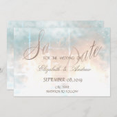 Save The Date Élégant Chic Rose Gold Cœur Mariage Enregistrer la (Devant / Derrière)