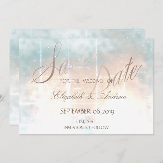 Save The Date Élégant Chic Rose Gold Cœur Mariage Enregistrer la (Devant / Derrière)