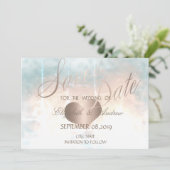 Save The Date Elegant Chic Rose Gold Heart Wedding Enregistrer l (Debout devant)