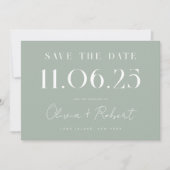 Save The Date Élégant Chic Sage Vert Mariage Date Enregistrer Da (Devant)