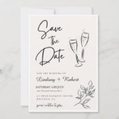 Save The Date Élégant Chic Script Amour Coeur Mariage Photo Merc (Devant)