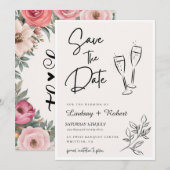 Save The Date Élégant Chic Script Amour Coeur Mariage Photo Merc (Devant / Derrière)