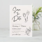 Save The Date Élégant Chic Script Love Heart Mariage Photo Merci (Debout devant)