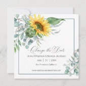 Save The Date Elégant chic Sunflower Eucalyptus Modifier la date (Devant)