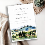 Save The Date Elégant Chic Toscane Italie Aquarelle Paysage<br><div class="desc">Toscane Italie Aquarelle Paysage Collection de thèmes.- c'est un script élégant aquarelle Illustration du paysage de montagne Toscane, parfait pour votre destination italienne mariage & fêtes. Il est très facile de customiser, avec vos données personnelles. Si vous avez besoin d'un autre produit correspondant ou de la personnalisation, veuillez envoyer un...</div>