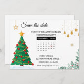 Save The Date Elegant Christmas Tree Mini Calendar (Devant / Derrière)