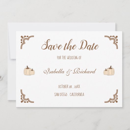 Save The Date Élégant Citrouille Crémeux Appartement Enregistrer (Devant)