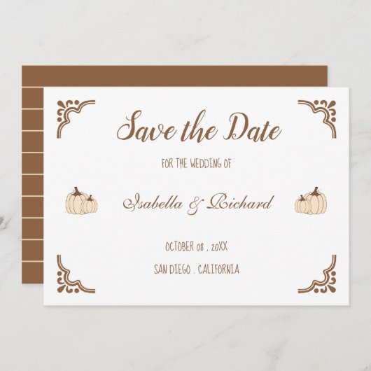 Save The Date Élégant Citrouille Crémeux Appartement Enregistrer (Devant / Derrière)