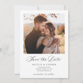 Save The Date Elegant Classic Calligraphy Photo Wedding (Devant)