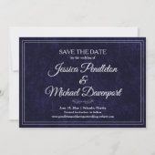 Save The Date Elegant Classic Navy Blue Wedding Save Date (Devant)