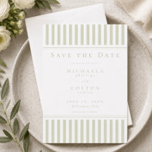 Elegant Classic Sage Green Stripe Wedding