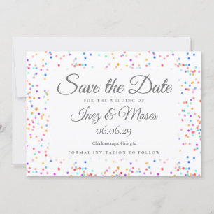 Save The Date Élégant classique chic Rainbow Confetti Mariage