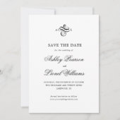 Save The Date Élégant classique de script formel Monogramme Mari (Devant)