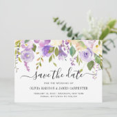 Save The Date Élégant classique Dusty violet violet Mariage flor (Debout devant)