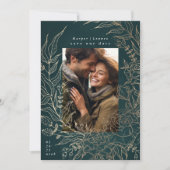 Save The Date Élégant classique Emerald Green Gold Wreath élégan (Devant)