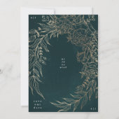 Save The Date Élégant classique Emerald Green Gold Wreath élégan (Dos)