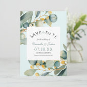 Save The Date Elégant classique Eucalyptus Boho Mariage (Debout devant)
