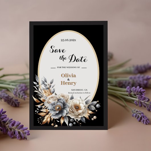 Save The Date Élégant classique Floral Rustic Mariage Date de sa
