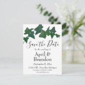 Save The Date Élégant classique Green English Ivy script (Debout devant)