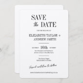 Save The Date Élégant classique mariage noir&blanc enregistrer l (Devant / Derrière)