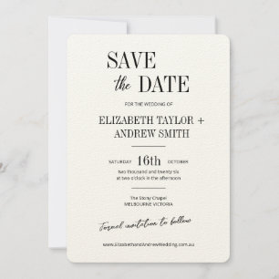 Save The Date Élégant classique mariage noir&blanc enregistrer l