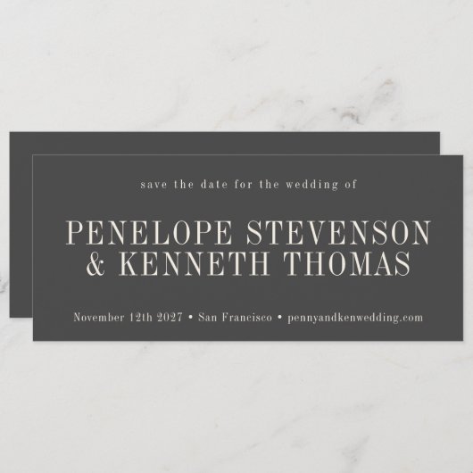 Save The Date Élégant classique moderne Mariage noir et blanc (Devant / Derrière)