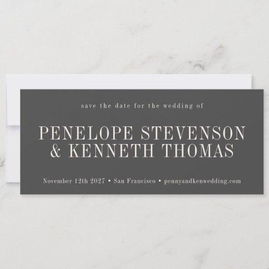 Save The Date Élégant classique moderne Mariage noir et blanc (Devant)