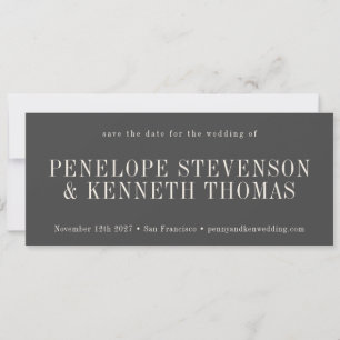 Save The Date Élégant classique moderne Mariage noir et blanc