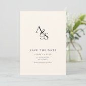Save The Date Élégant, Classique, Monogramme, Beige, Mariage (Debout devant)