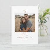 Save The Date Élégant, Classique, Monogramme, Blanc, Mariage 1 P (Debout devant)