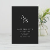 Save The Date Élégant, Classique, Monogramme, Noir, Mariage (Debout devant)