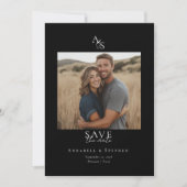 Save The Date Élégant, Classique, Monogramme, Noir, Mariage 1 Ph (Devant)