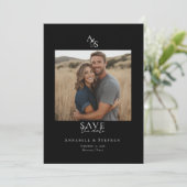 Save The Date Élégant, Classique, Monogramme, Noir, Mariage 1 Ph (Debout devant)