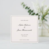 Save The Date Élégant Classy Formal Cadre Noir Mariage de script (Debout devant)