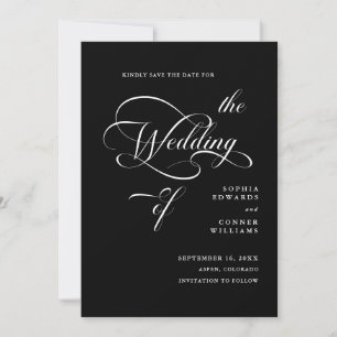 Save The Date Élégant Classy Mariage Noir
