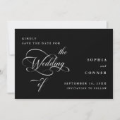 Save The Date Élégant Classy Mariage Noir (Devant)