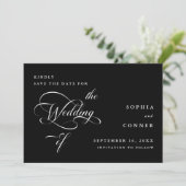 Save The Date Élégant Classy Mariage Noir (Debout devant)