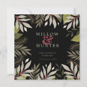 Save The Date Elegant Classy Muted Botanique sur Noir (Dos)