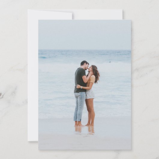 Save The Date Elégant Classy Navy Seashell Beach Mariage Photo (Dos)