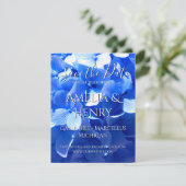 Save The Date Elégant cobalt bleu floral élégant bleu hydrangea (Debout devant)