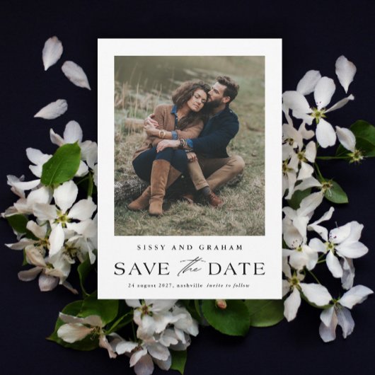 Save The Date Élégant code QR 2 Photo Mariage 