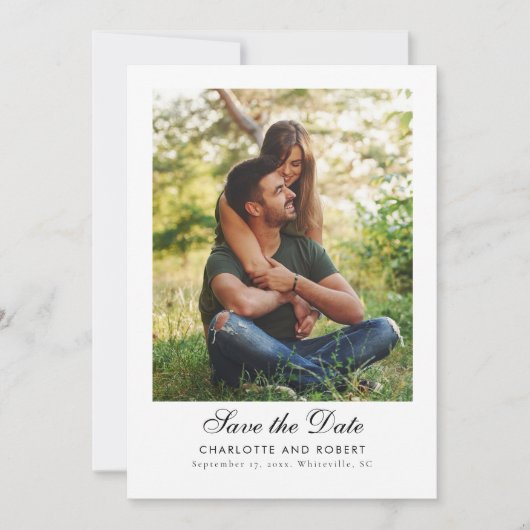 Save The Date Élégant Code QR de 2 Photos de Mariage (Devant)