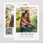 Save The Date Élégant Code QR de 2 Photos de Mariage (Devant / Derrière)
